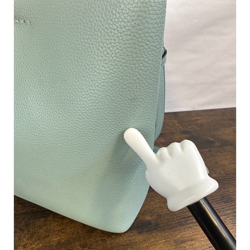 *Flawed Coach Town Bucket Bag 91122 Seafoam Blue Pebble Leather Crossbody Purse - Picture 11 of 16